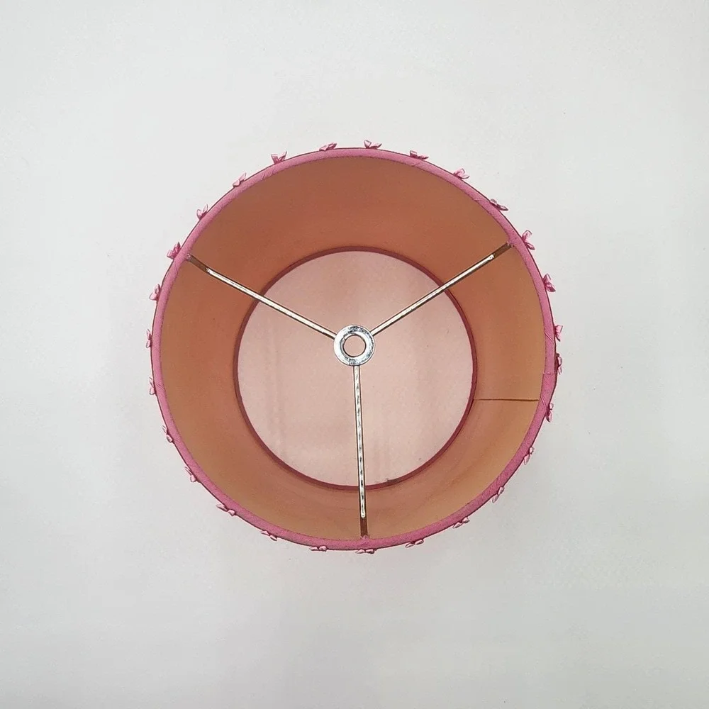 Vintage J Alexander Jewel Pink Clear Acrylic Table Lamp Bow Gold Bead Shade Rare